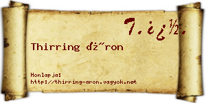 Thirring Áron névjegykártya